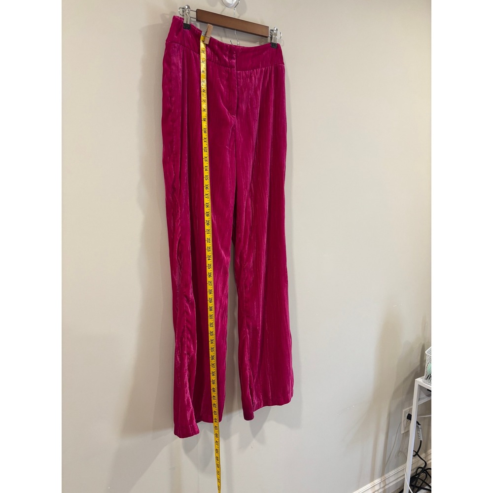 Nasty Gal Collection Velvet Trousers Hot Pink Excellent Wide Leg High Rise Pants - Picture 8 of 9